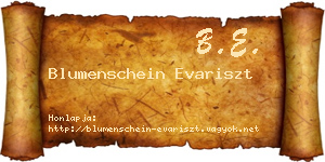 Blumenschein Evariszt névjegykártya